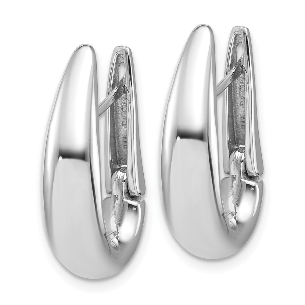14K White Gold Polished Teardrop Hinged Hoop Earrings