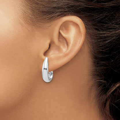 14K White Gold Polished Teardrop Hinged Hoop Earrings