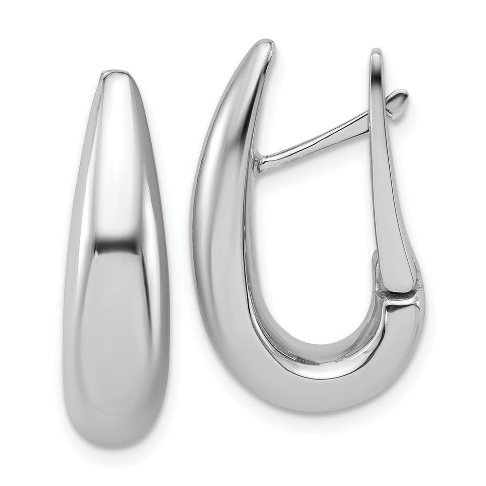 14K White Gold Polished Teardrop Hinged Hoop Earrings