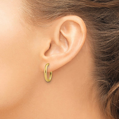 14K Yellow Gold Polished 2.0mm Flat Oval Post J Hoop Earrings