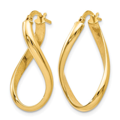 14K Yellow Gold Polished Oval Twisted Hoop Earrings