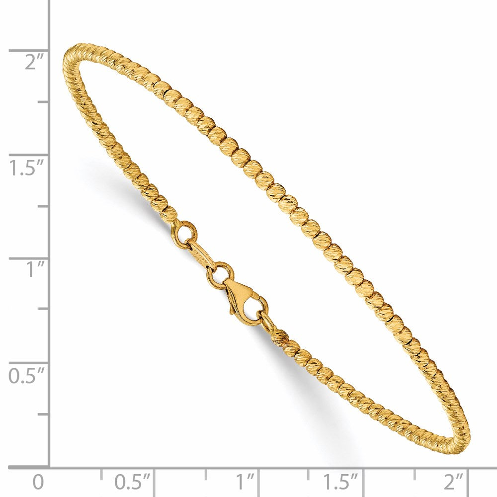 14K Yellow Gold Polished D/C Beaded Bracelet