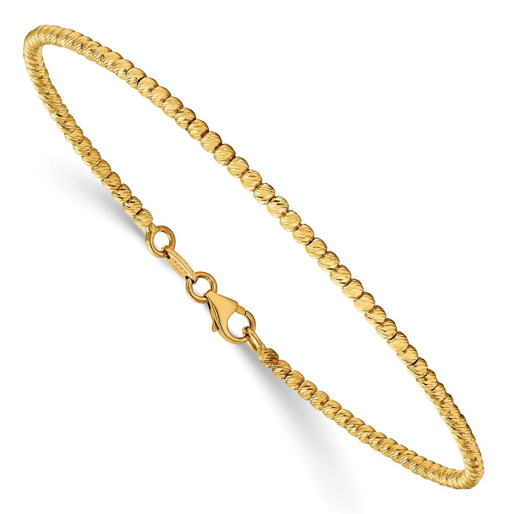 14K Yellow Gold Polished D/C Beaded Bracelet