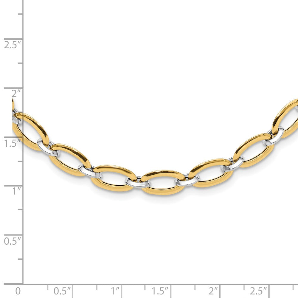 14K Two Tone Polished W/. Ext. Chain Necklace