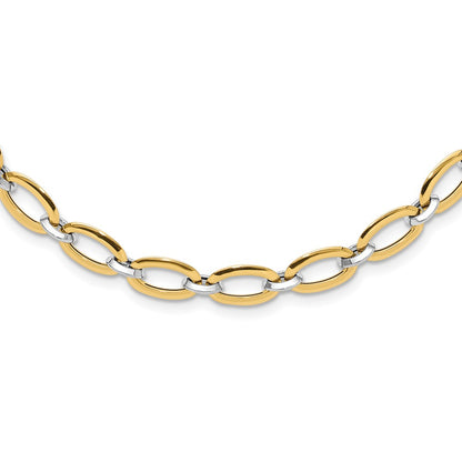 14K Two Tone Polished W/. Ext. Chain Necklace
