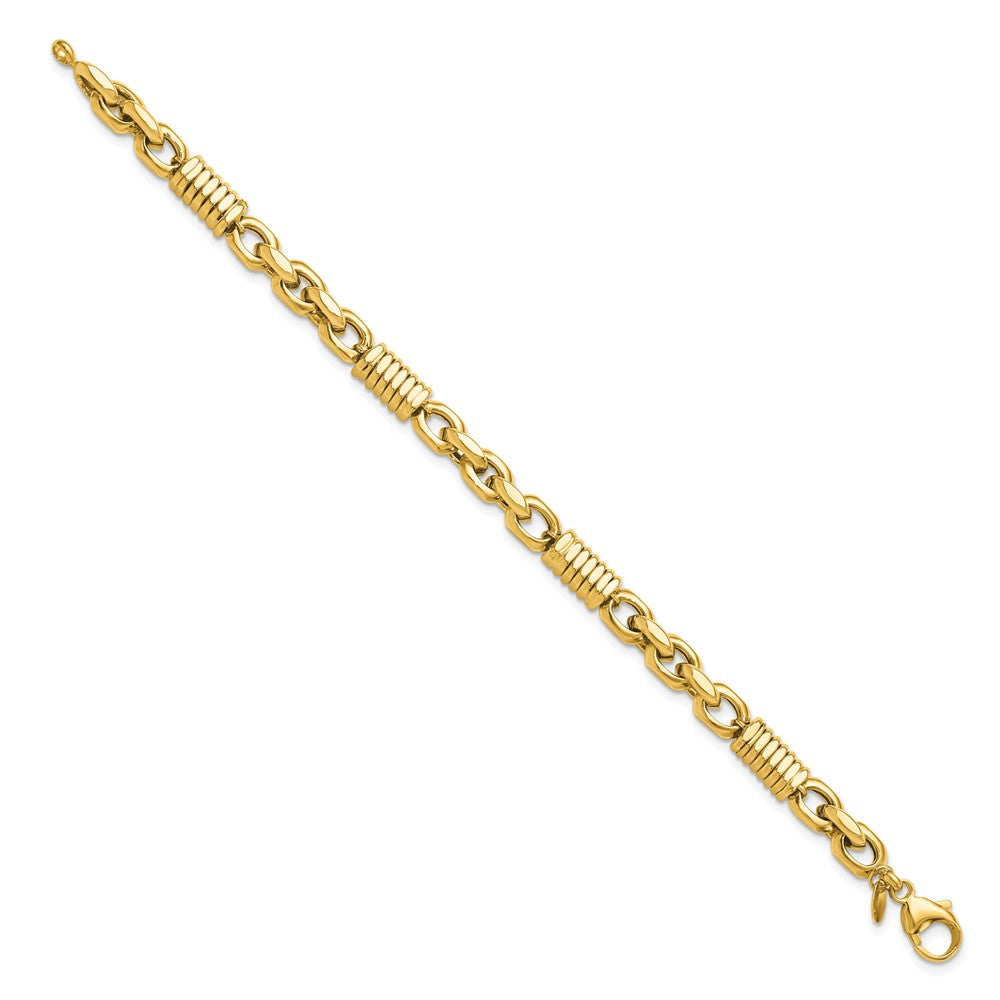 14K Yellow Gold Men'S Polished Fancy Link Bracelet