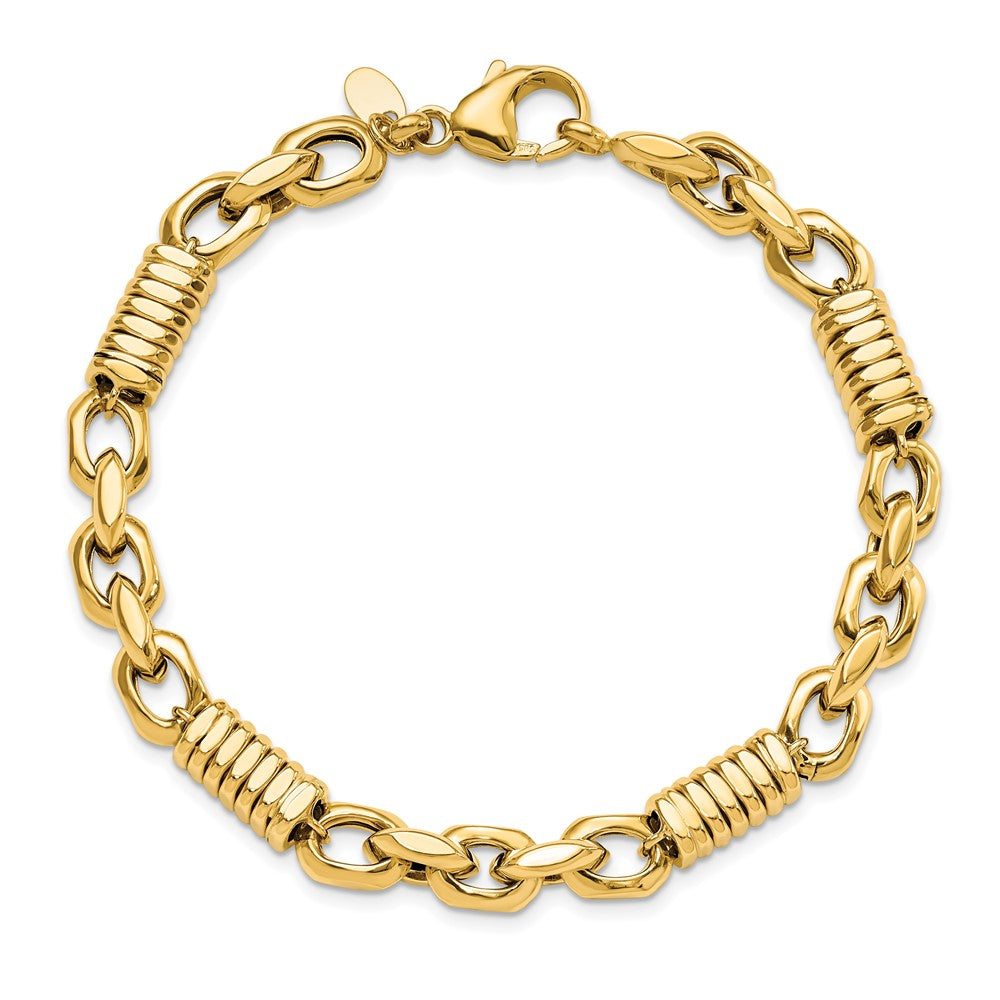 14K Yellow Gold Men'S Polished Fancy Link Bracelet