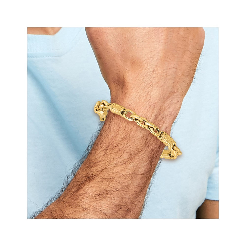 14K Yellow Gold Men'S Polished Fancy Link Bracelet
