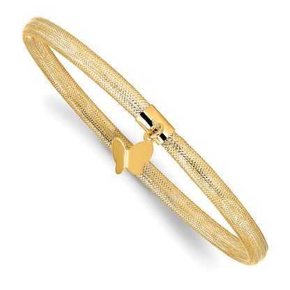 14K Yellow Gold Polished Butterfly Stretch Bracelet