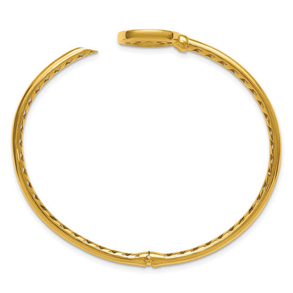 14K Yellow Gold Polished And Matte Coin Hinged Bangle