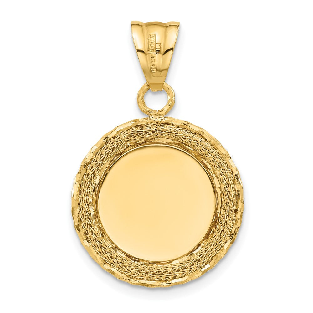 14K Yellow Gold Diamond Cut Natural Shell Floral Cameo Pendant