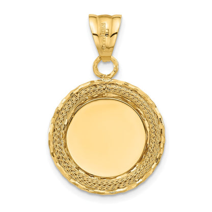 14K Yellow Gold Diamond Cut Natural Shell Floral Cameo Pendant