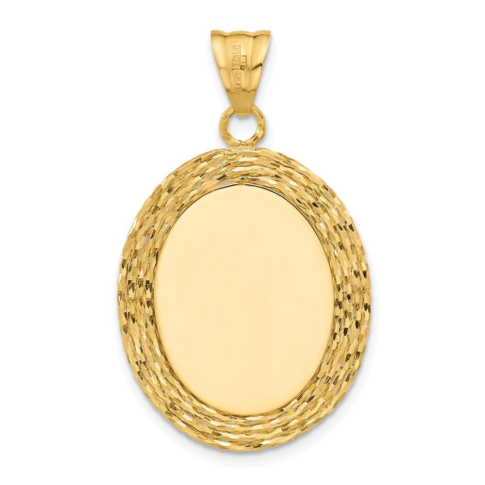 14K Yellow Gold Diamond Cut Natural Shell Portrait Cameo Pendant