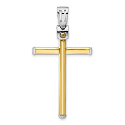14K Two Tone Polished Cross Pendant