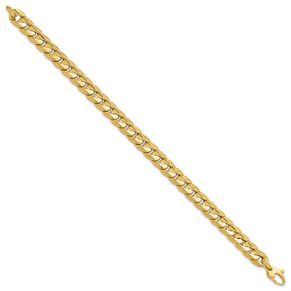 14K Yellow Gold Polished And Textured Fancy Curb Men'S Bracelet