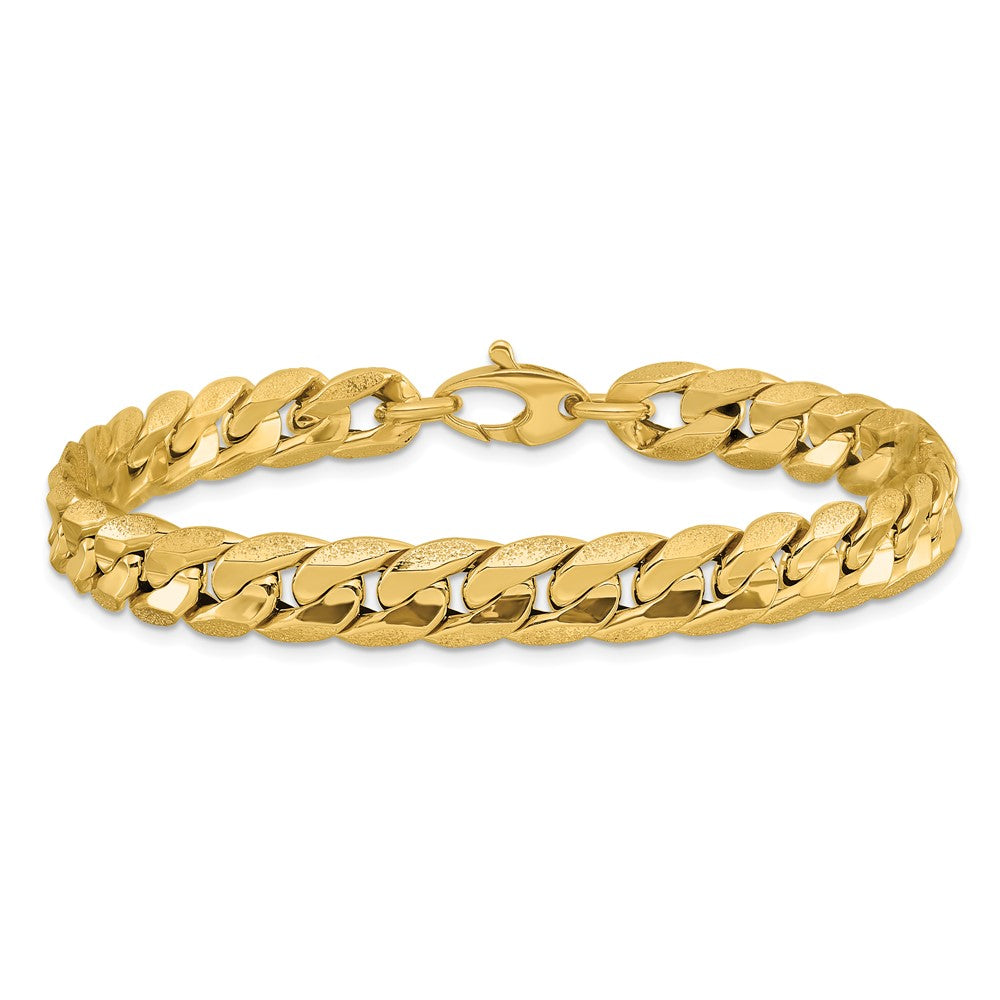 14K Yellow Gold Polished And Textured Fancy Curb Men'S Bracelet