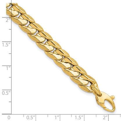 14K Yellow Gold Polished And Textured Fancy Curb Men'S Bracelet