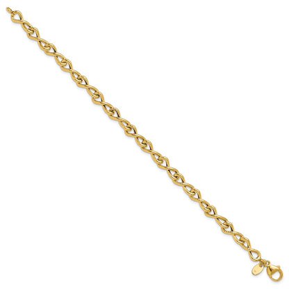 14K Yellow Gold Polished/Textured Twisted Infinity Link Bracelet