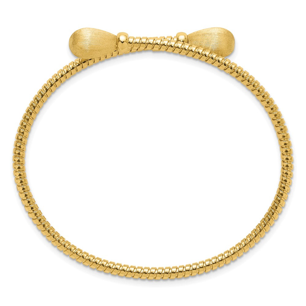14K Yellow Gold Polished And Brushed Bypass Cuff Bangle