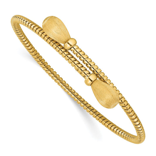 14K Yellow Gold Polished And Brushed Bypass Cuff Bangle