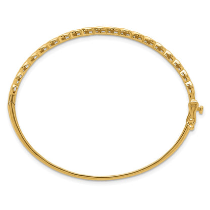 14K Yellow Gold Polished Patterned Hinged Bangle