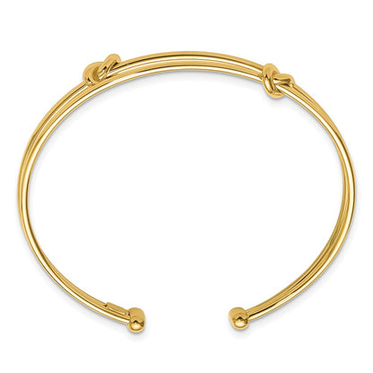 14K Yellow Gold Polished Knot Cuff Bangle