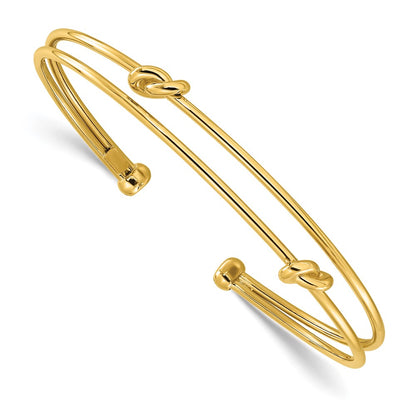 14K Yellow Gold Polished Knot Cuff Bangle