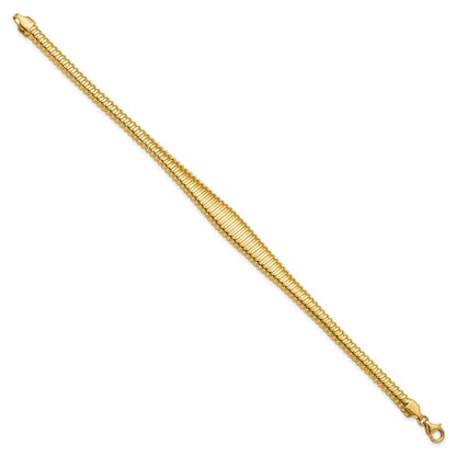 14K Yellow Gold Polished Ridged Graduated Necklace