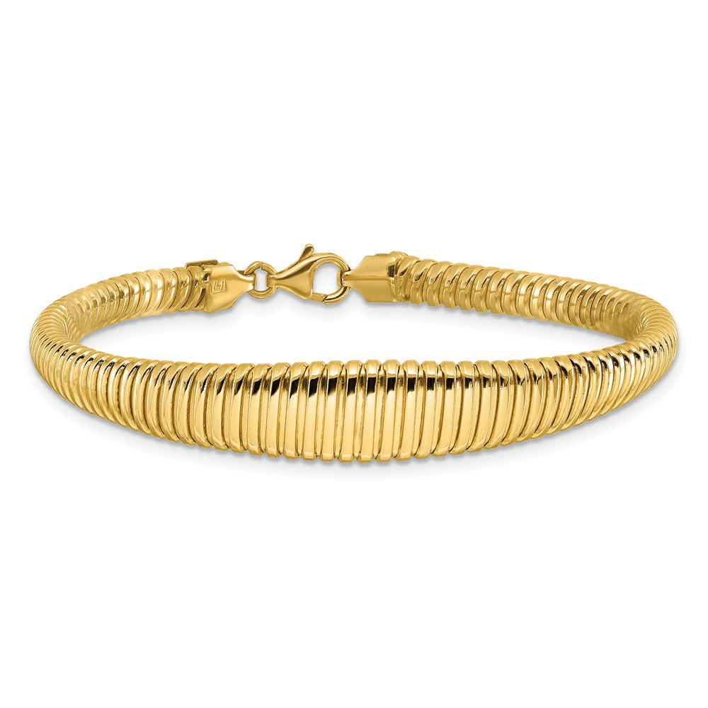 14K Yellow Gold Polished Ridged Graduated Necklace