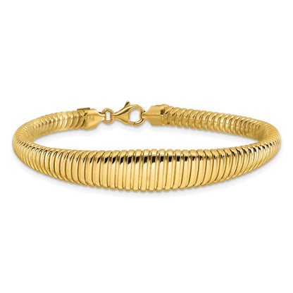 14K Yellow Gold Polished Ridged Graduated Necklace