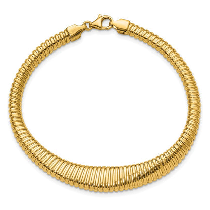 14K Yellow Gold Polished Ridged Graduated Necklace