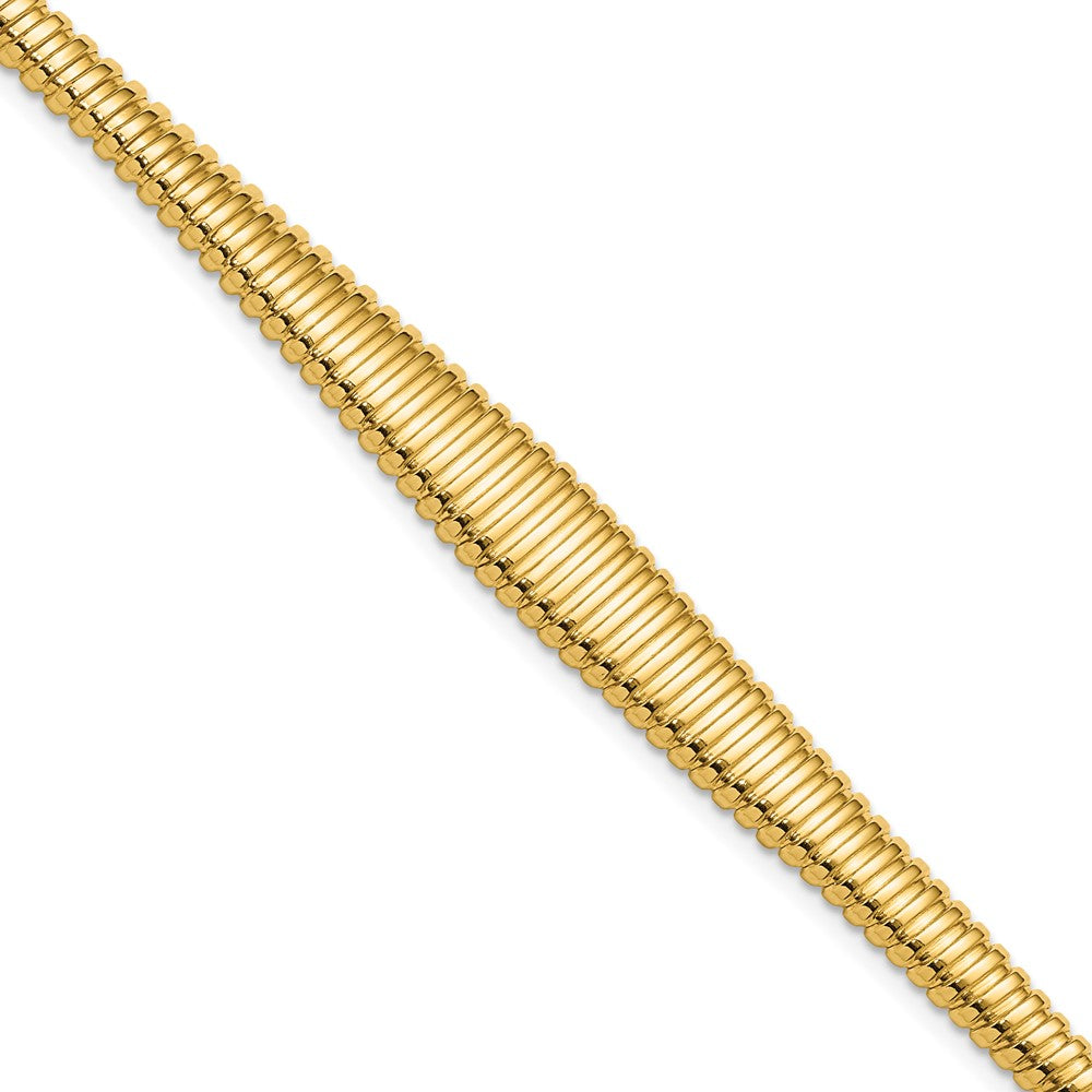 14K Yellow Gold Polished Ridged Graduated Necklace