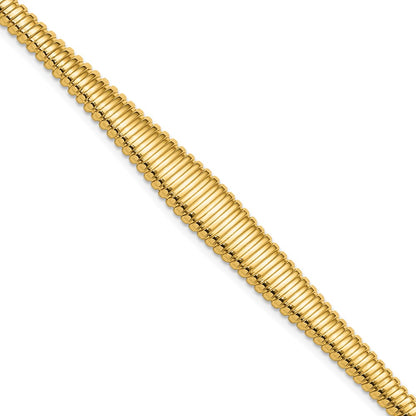 14K Yellow Gold Polished Ridged Graduated Necklace