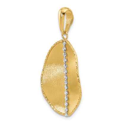 14K Two Tone Polished And Satin Teardrop Pendant