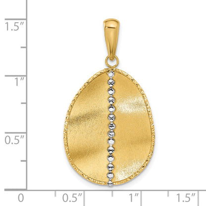 14K Two Tone Polished And Satin Teardrop Pendant