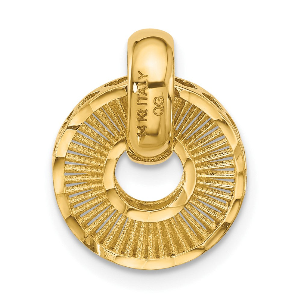 14K Yellow Gold Polished And Diamond Cut Circle Pendant