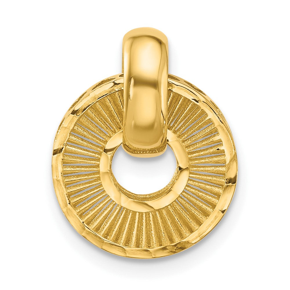 14K Yellow Gold Polished And Diamond Cut Circle Pendant