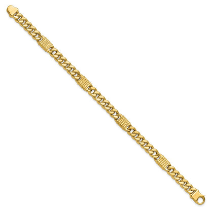 14K Yellow Gold Polished With Design Fancy Link Men'S Bracelet