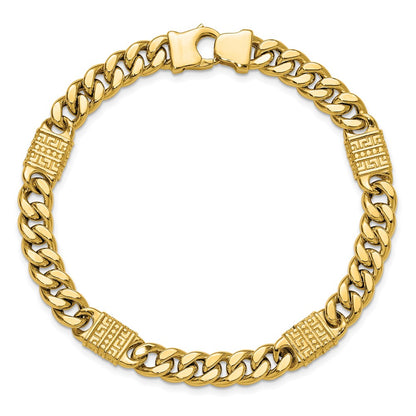 14K Yellow Gold Polished With Design Fancy Link Men'S Bracelet