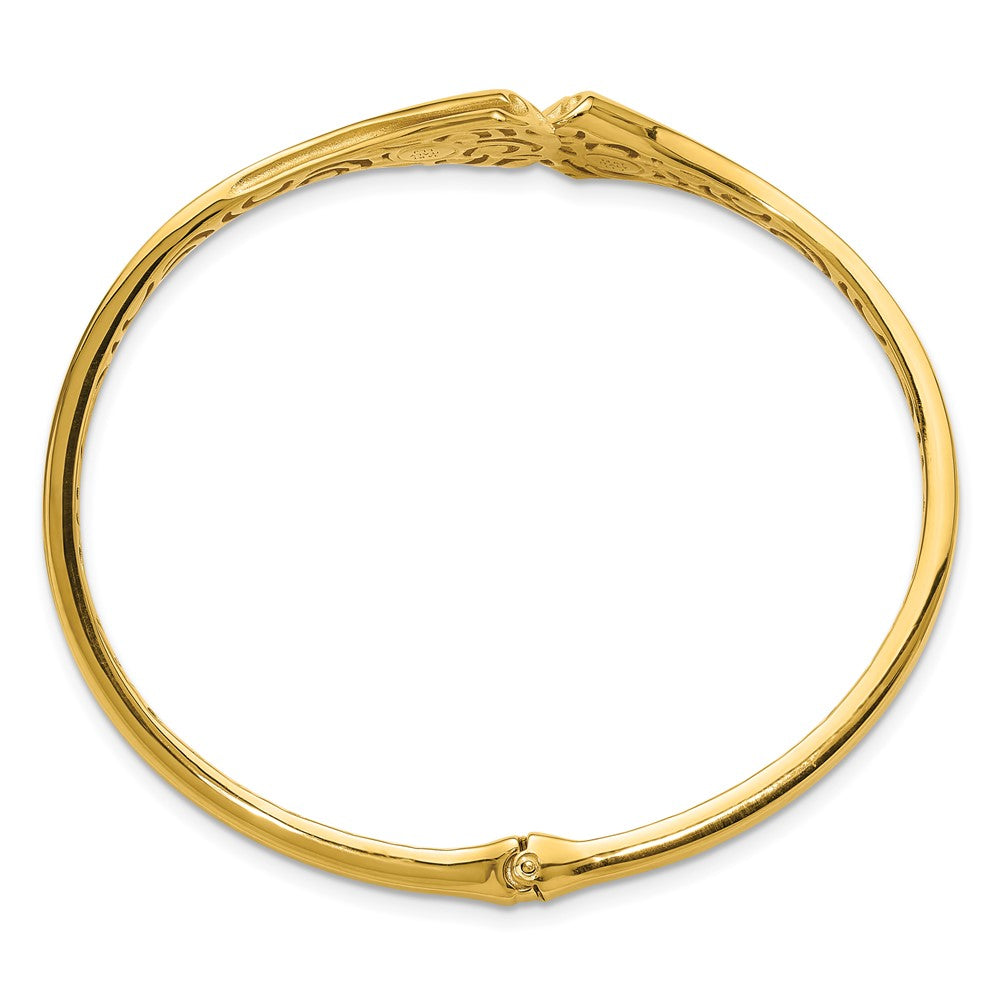 14K Yellow Gold Polished Hollow Hinged Cuff Bangle