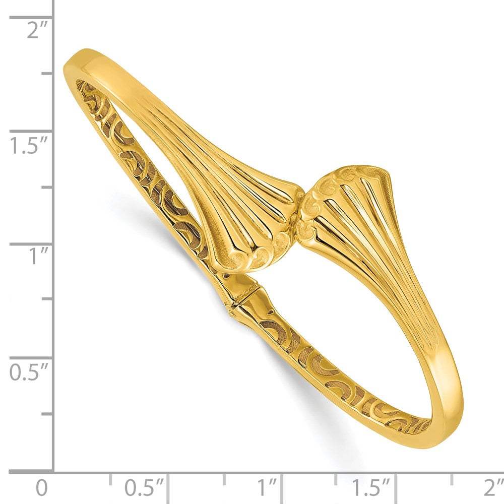 14K Yellow Gold Polished Hollow Hinged Cuff Bangle