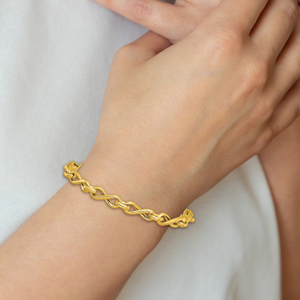 14K Yellow Gold Polished Fancy Twisted Link Infinity Bracelet