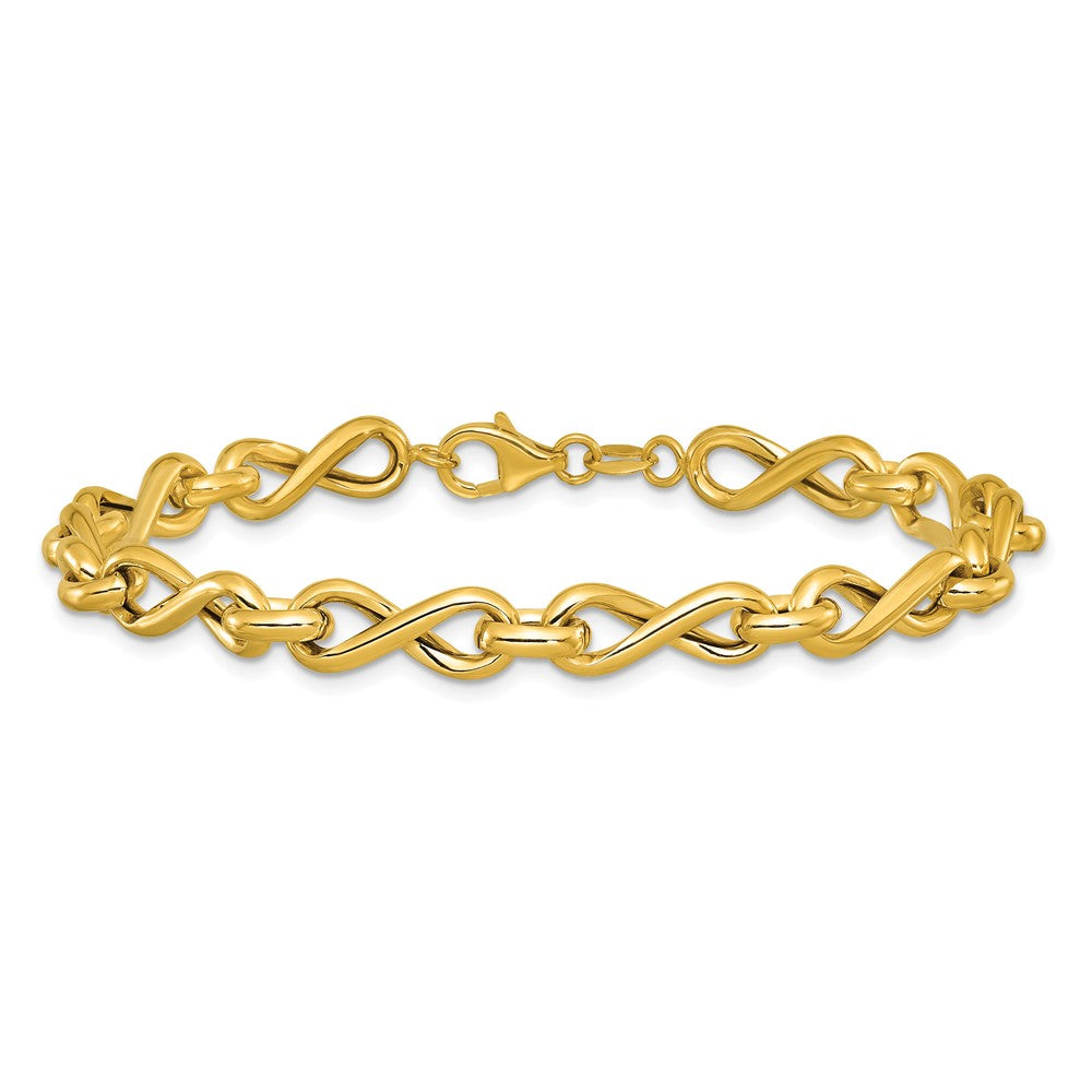 14K Yellow Gold Polished Fancy Twisted Link Infinity Bracelet