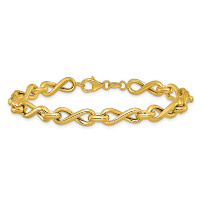 14K Yellow Gold Polished Fancy Twisted Link Infinity Bracelet