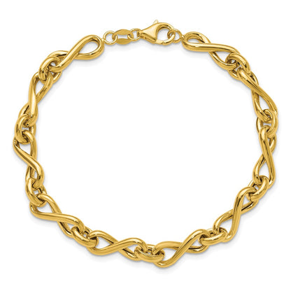 14K Yellow Gold Polished Fancy Twisted Link Infinity Bracelet