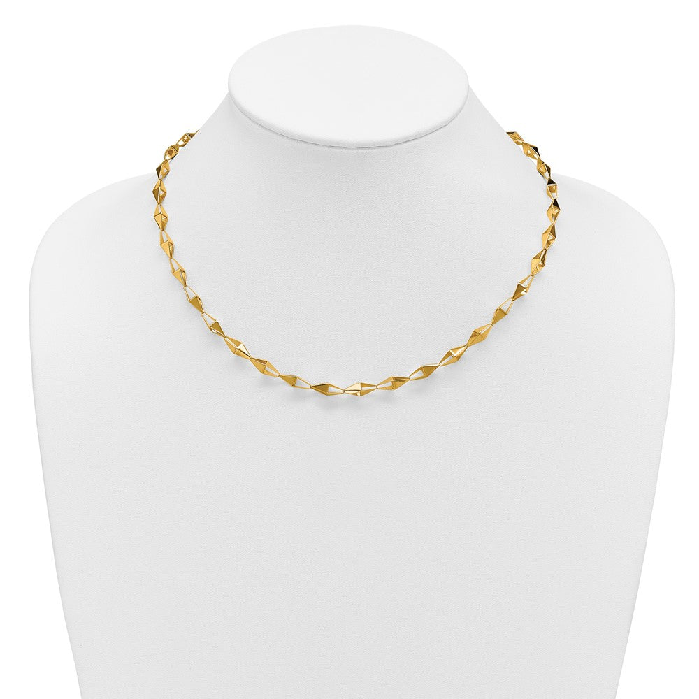 14K Yellow Gold Polished Geometric Link Necklace