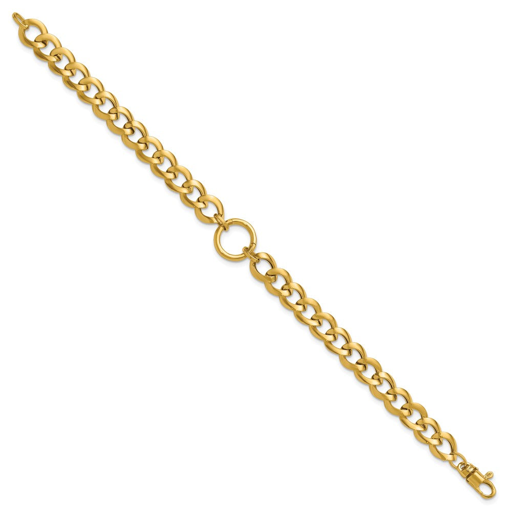 14K Yellow Gold Polished Circle Accent Fancy Link Bracelet