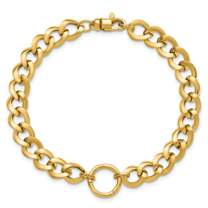 14K Yellow Gold Polished Circle Accent Fancy Link Bracelet
