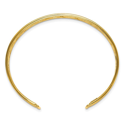 14K Yellow Gold Polished Fancy Flexible Cuff Bangle