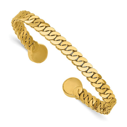 14K Yellow Gold Polished S Link Cuff Bangle